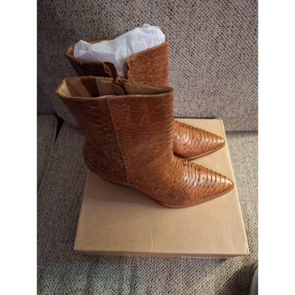 Matisse Caty Snake Pointed Toe Cowboy Zippered Booties Womens BROWN Casual Boots - Picture 11 of 16